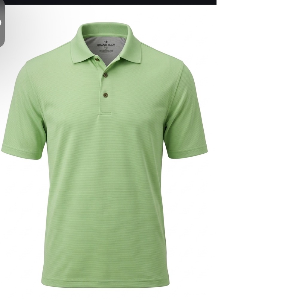 Grand Slam Golf Mens Large Green Short Sleeve Performance Polo Shirt L
